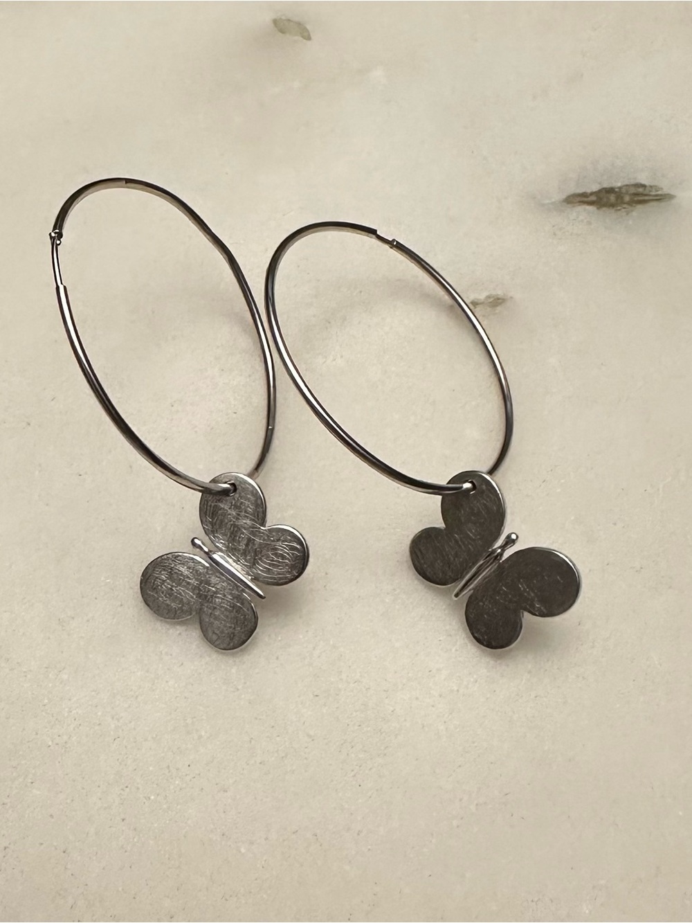 Tous butterfly hoop sterling silver earrings